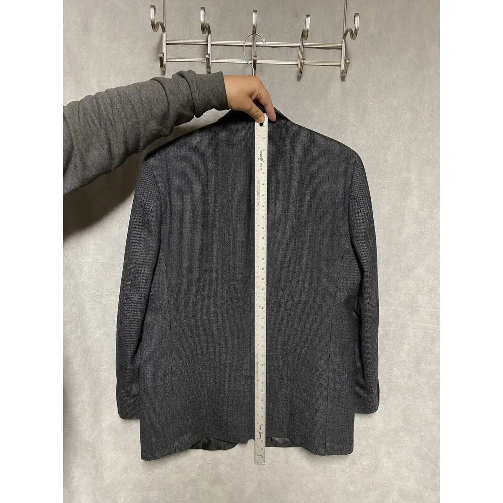 Chaps Blazer Men 44L Gray Blue Nailhead Wool Flannel Coat‎ Ralph Lauren Luxury